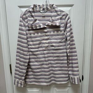 Mountain Hardwear Acadia Funnel Neck Top S/P Striped Popover Hiking Gorp Core